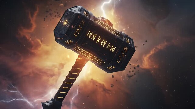 Epic 3D Mjolnir Hammer 3D Animation Abstract Background