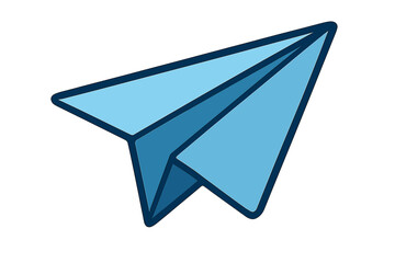 Stylized folded paper aircraft symbol in shades of blue isolated on white