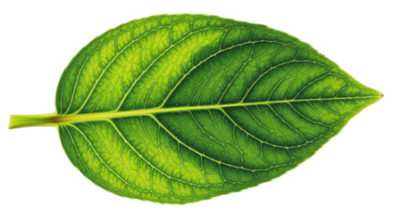 Obraz premium Isolated Green Leaf, close-up, with visible veins, botanical specimen for education material
