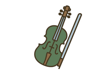 Naklejka premium Stylized wooden violin and bow representing classical music and orchestral performance