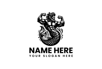 Merman Fitness Powerful Logo for Gyms and Water Sports Clubs