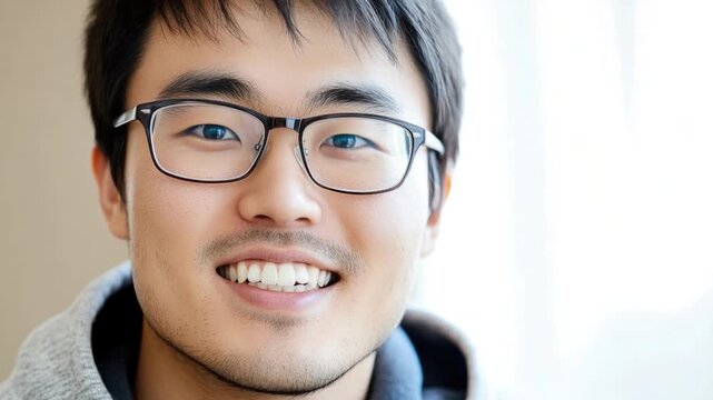 A person wearing glasses and a gray sweater, possibly for casual daily use or as part of a outfit
