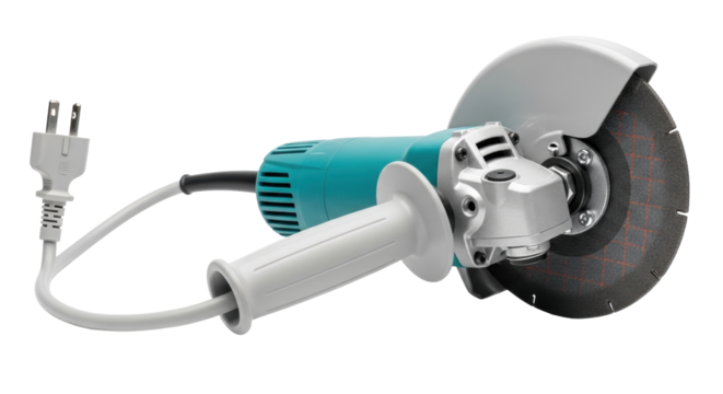 Isolated power tool grinder with safety guard and cord, for professional use, maintenance