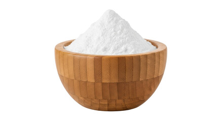 Isolated bowl of pure white powder baking ingredient for commercial advertising design