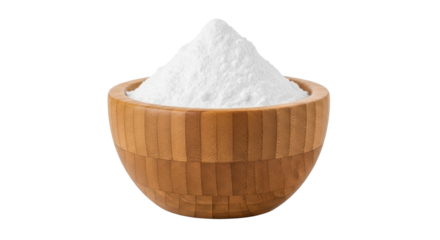 Isolated bowl of pure white powder baking ingredient for commercial advertising design