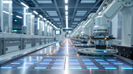 Obraz premium Innovative robotic automation in the modern manufacturing facility Generative AI