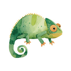 Obraz premium Vibrant Green Chameleon Watercolor Illustration.