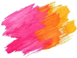 Watercolor Pink and Orange Brush Strokes on White Background, Abstract Artistic Texture for Creative Design