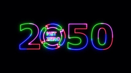 2050 neon line text. Abstract 2050 neon text animation ,Four color neon Glowing neon number text background Mk video animated .Happy new year 2050 greetings new year ... See