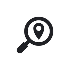 Searching Location Pin Magnifying Glass Solid Icon