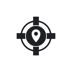 Obraz premium Target Focus Crosshair on Location Pin Solid Icon