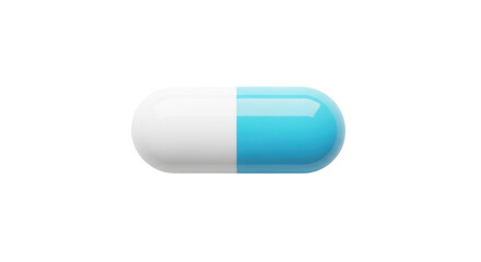 Isolated capsule pill with two colors for medical treatment, healthcare and pharmaceutical industry