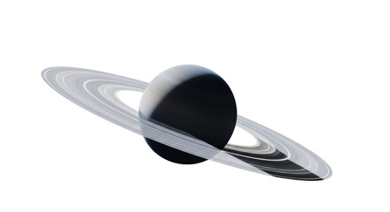 Isolated Saturn planet with rings orbiting in dark space, detailed astronomy illustration