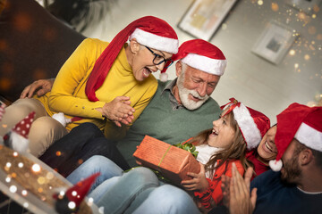 Happy extended family exchange Christmas presents