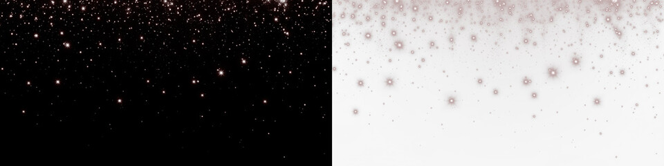 Sparkling png overlay featuring shimmering particles on a black background transitioning to a soft white backdrop, ideal for enhancing creative projects and visual storytelling