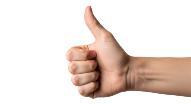 Isolated thumbs-up hand sign. Like and agree concept. Positive gesture and success symbol