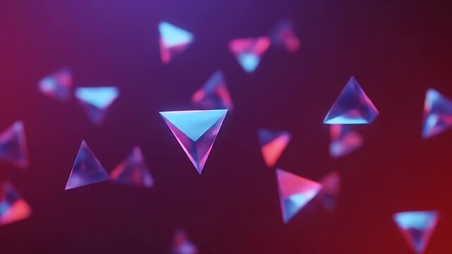 Abstract 3D Geometric Shapes Floating Background with Neon Glow