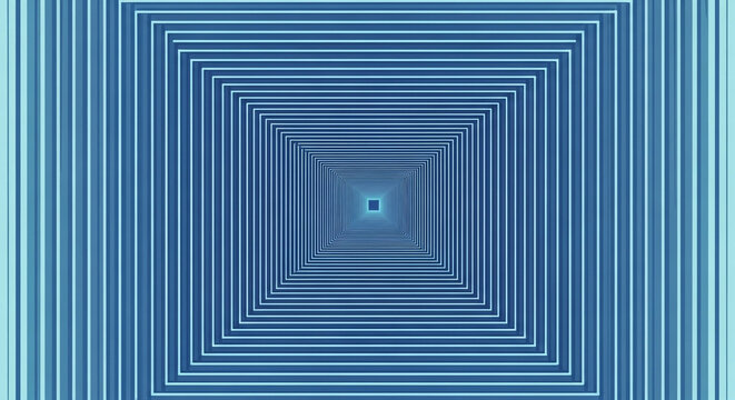 A mesmerizing tunnel of blue squares receding into the distance, creating an optical illusion of depth and perspective, isolated on white background - Powered by Adobe
