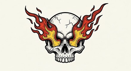 Skull with Flaming Eyes - A Symbol of Intensity and Passion.