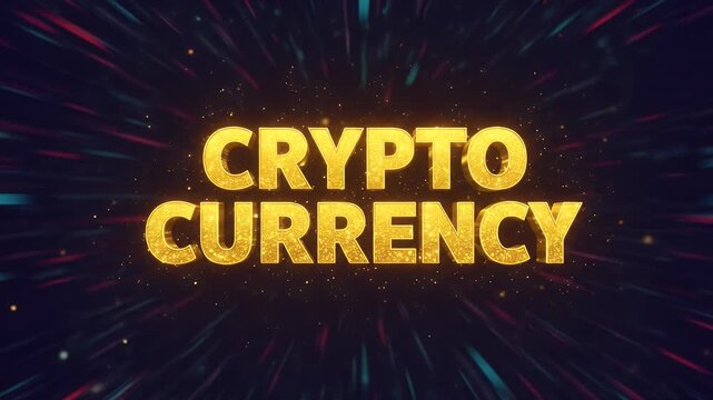 Golden Cryptocurrency Text Effect Motion Background Abstract