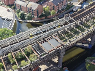 Aerial View Train And Tram