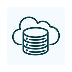 Cloud computing icon representing data storage and digital information in the sky