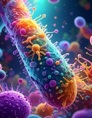 Artistic close-up of colorful microscopic organisms