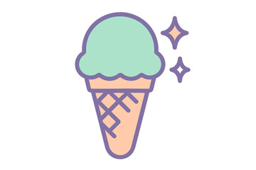Mint ice cream scoop in waffle cone with subtle highlights