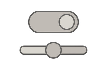Gray toggle switch and horizontal slider control for modern digital user interface elements