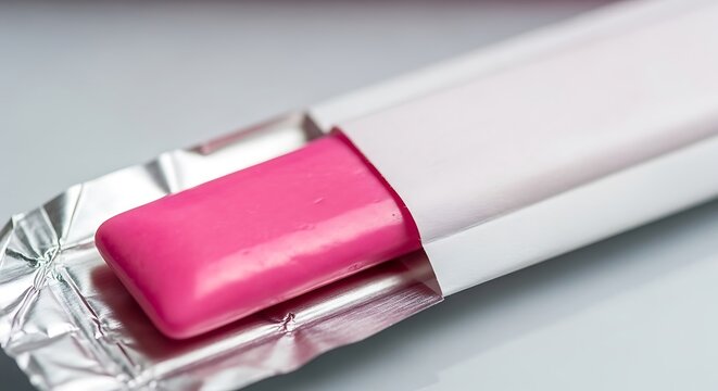 Bright Pink Bubble Gum - Freshly Unwrapped Chewing Delight.