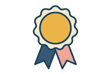 Decorative rosette award badge with colorful ribbons symbolizing quality and success