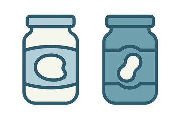 Stylized graphic of two jars containing peanut butter or nut spread in light and dark shades