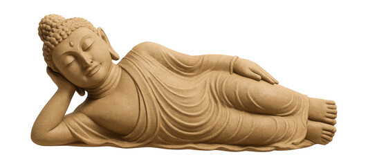 A serene sandstone statue of a reclining Buddha, perfect for meditation areas.