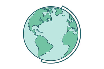 Stylized representation of the Earth globe showing continents and oceans using a limited color palette