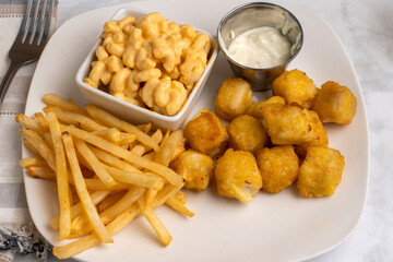 haddock bites  with mac and cheese