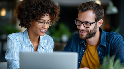 Couple planning future together at home office, laptop and notebooks on table, teamwork in relationship, love and ambition, modern lifestyle, mutual goals, emotional connection, wi