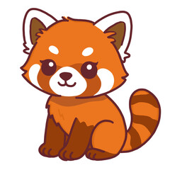 Cute Red Panda Sitting Happy Animal Illustration