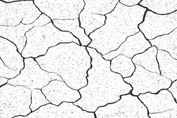 Black crack and dust isolated on white background. Grunge overlay vector with old wall cement texture. distressed cracked surface grunge wall cracked pattern on white and transparent background.