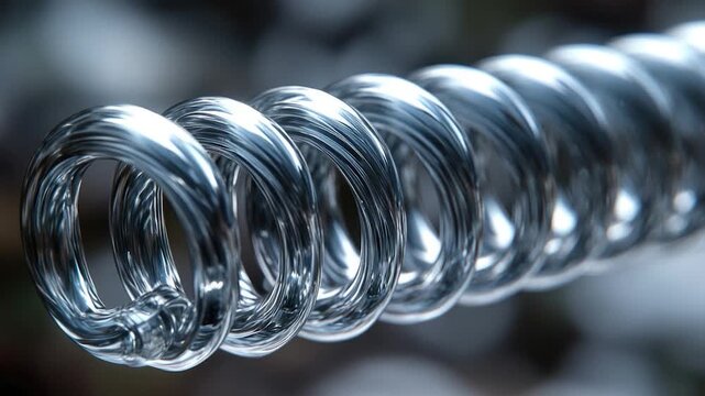 A detailed view of a metal coil with threads and edges visible
