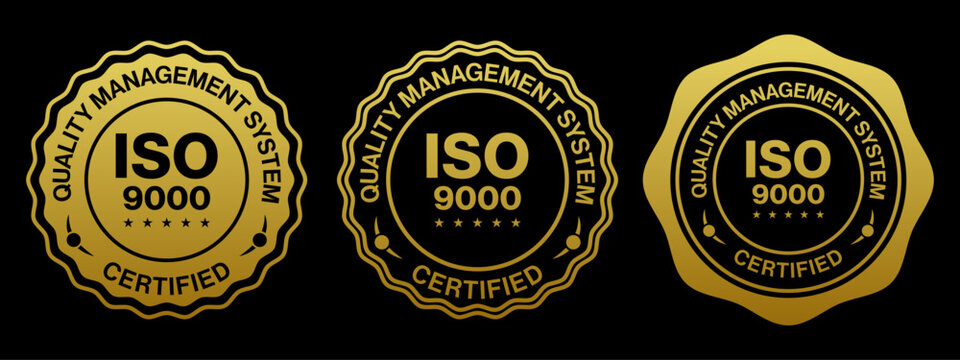 Gold ISO 9000 Certified Quality Management Badge Seal Label Design
