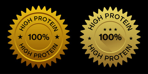 Fototapeta premium Gold High Protein 100 Percent Badge Seal Label Design