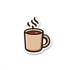 Obraz premium Steaming hot coffee in a beige mug, isolated on white background Concept of morning beverage, caffeine boost, and cozy drink