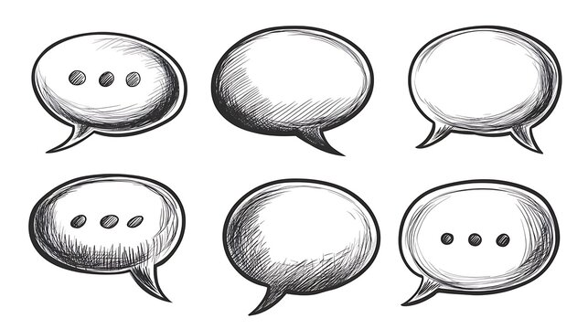 Hand drawn speech bubbles message communication illustration
