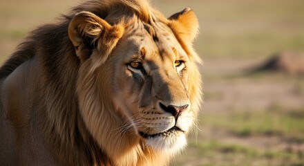 Obraz premium Majestic Lion Portrait - A Glimpse into the Wild.