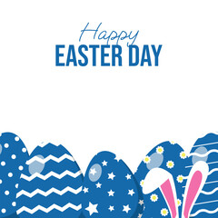 Easter day poster and banner template with Easter eggs background. Vector
