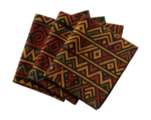 Bold tribal print napkins add a global flair to your eclectic dining space.