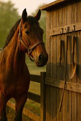 horse in stable