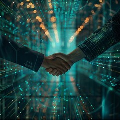 Dynamic business handshake sealing deal in technology network space