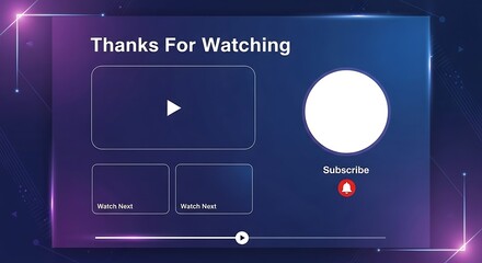YouTube End Screen Template with Subscribe Button and Video Suggestions.