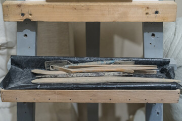 Various tools for sculpting sculptures. Professional spatulas.